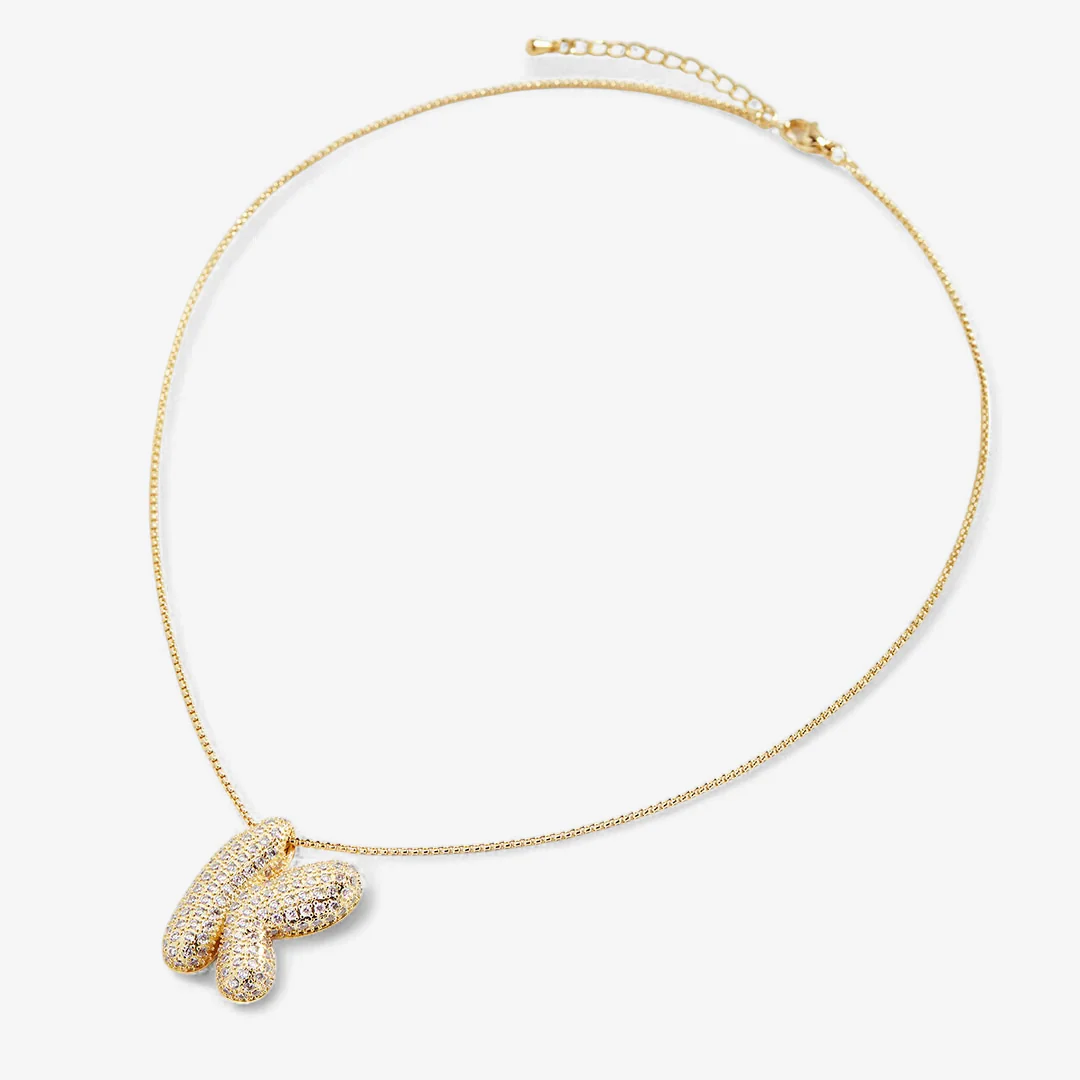 Pave Bubble Initial Necklace - Image 4