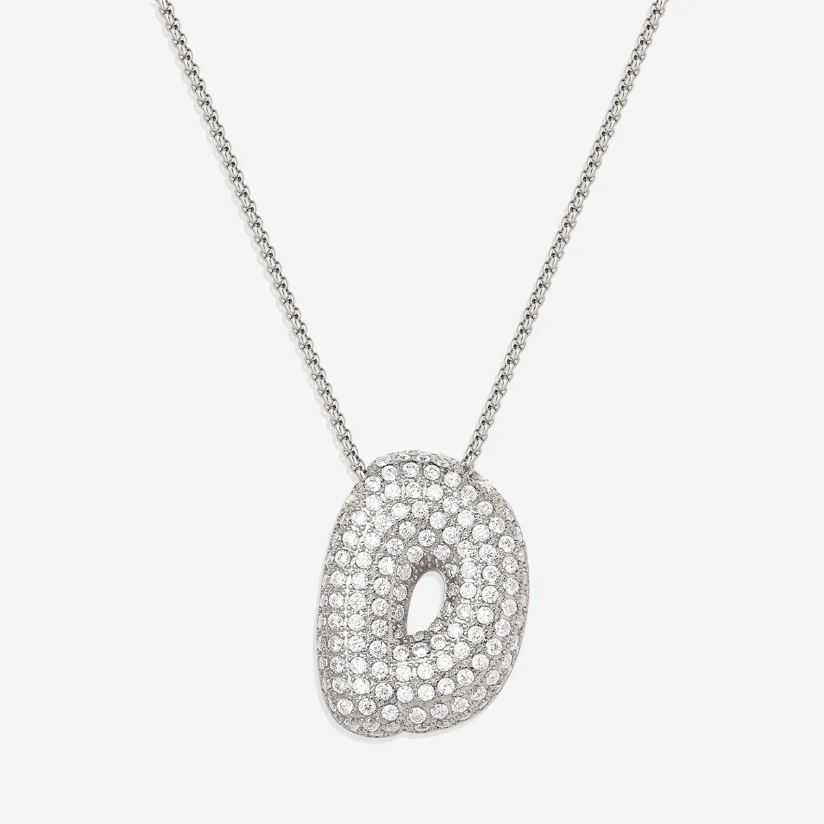 Pave Bubble Initial Necklace - Image 44