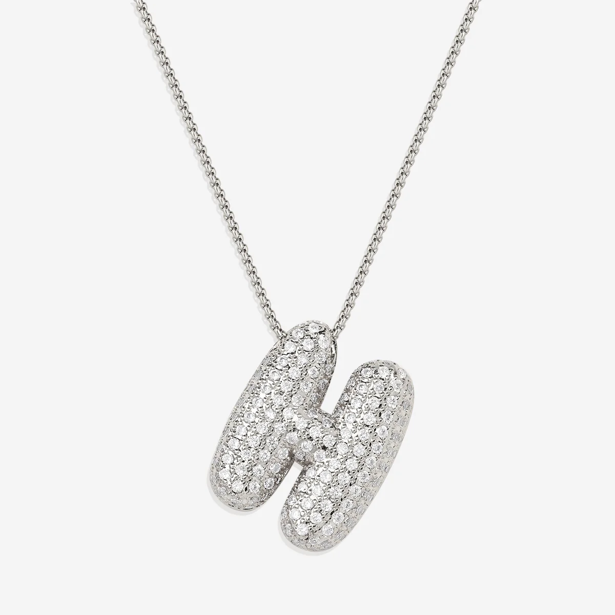 Pave Bubble Initial Necklace - Image 48