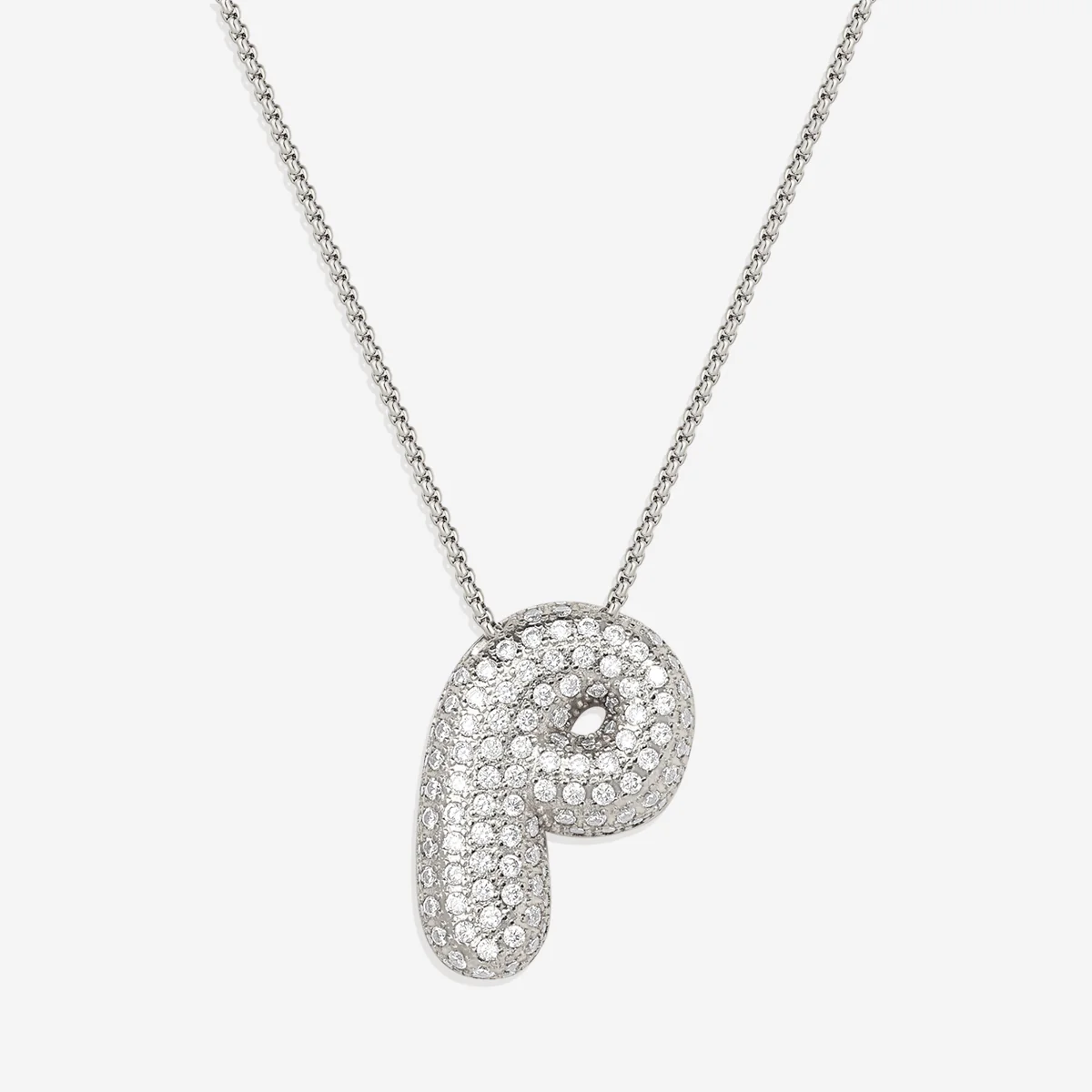 Pave Bubble Initial Necklace - Image 56