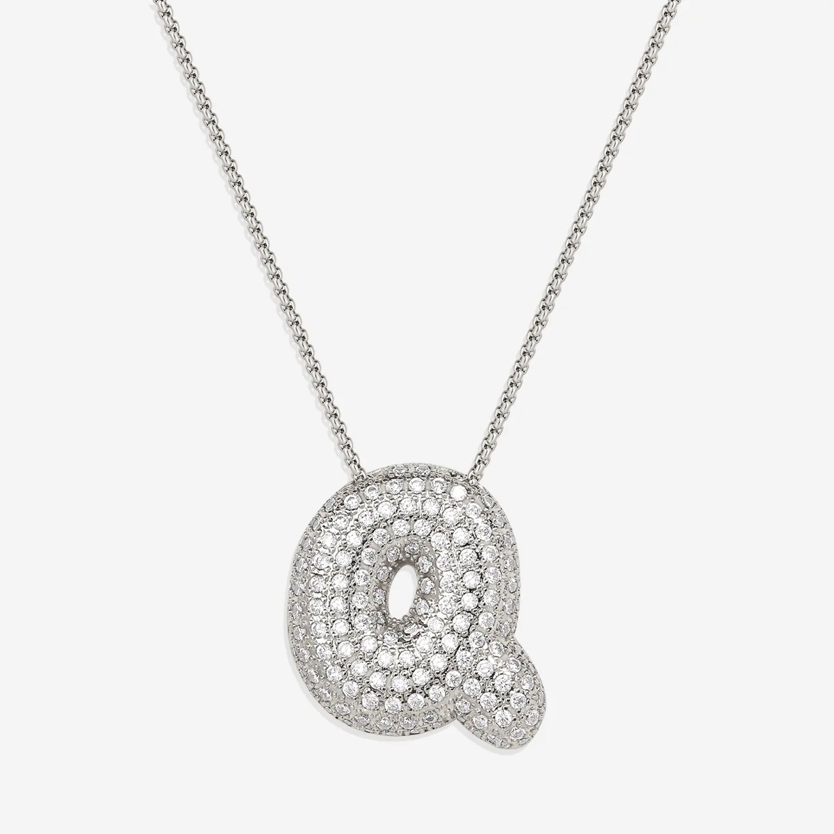 Pave Bubble Initial Necklace - Image 57
