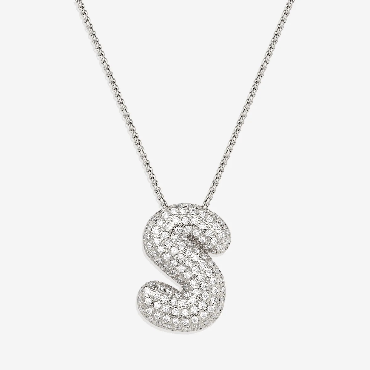 Pave Bubble Initial Necklace - Image 59