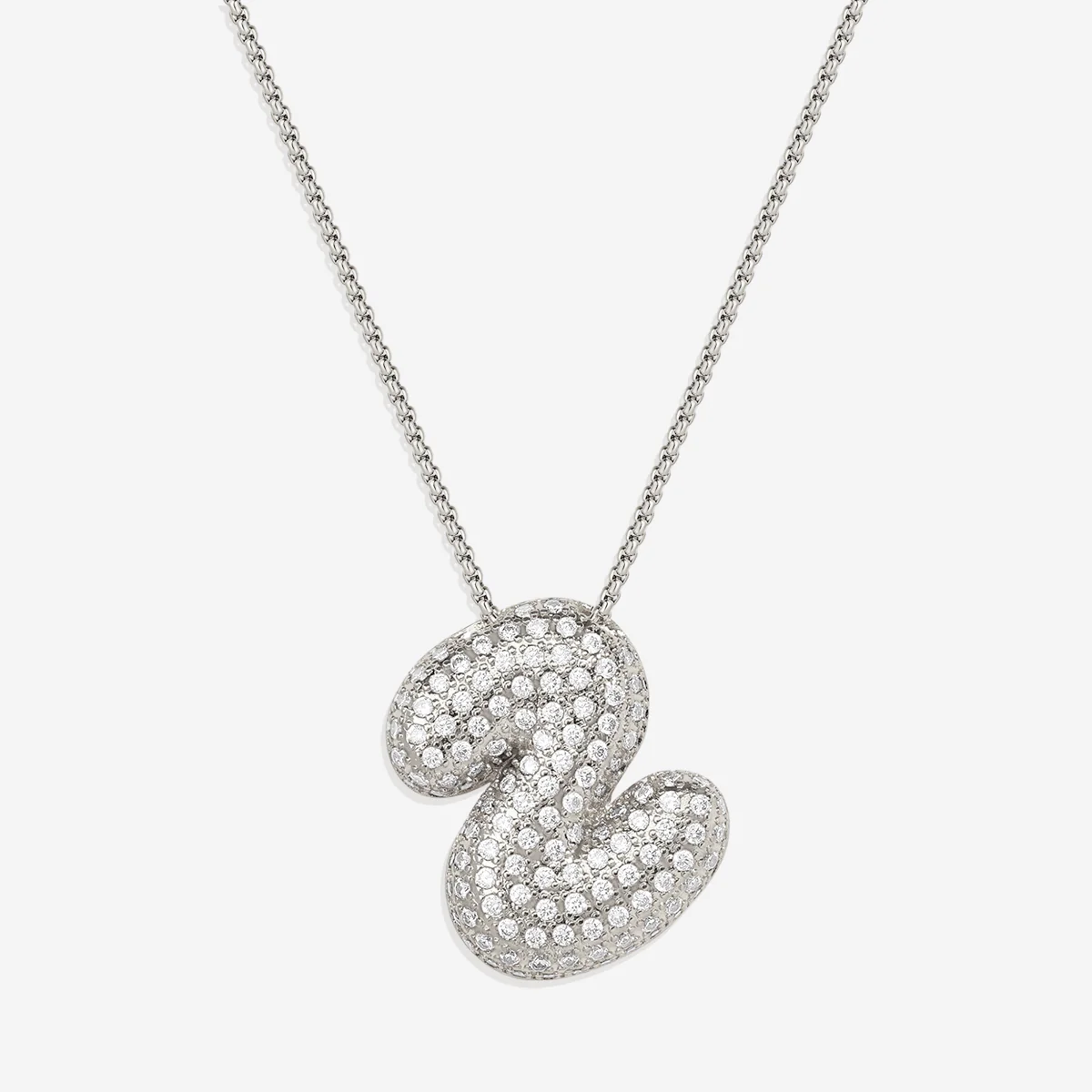 Pave Bubble Initial Necklace - Image 66
