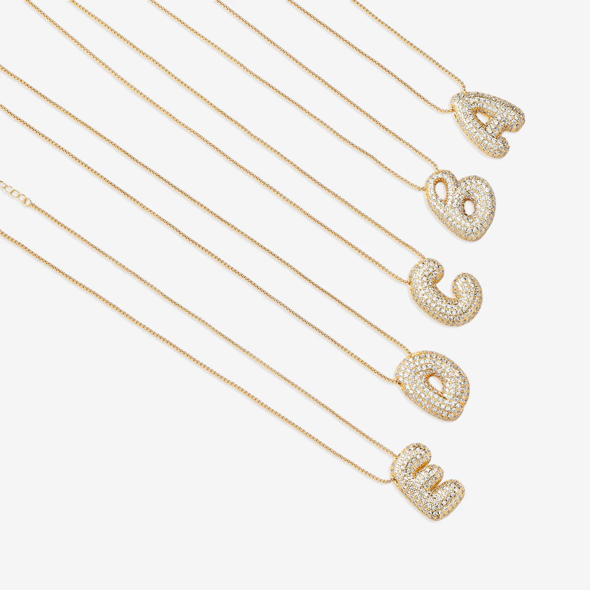 Pave Bubble Initial Necklace - Image 7