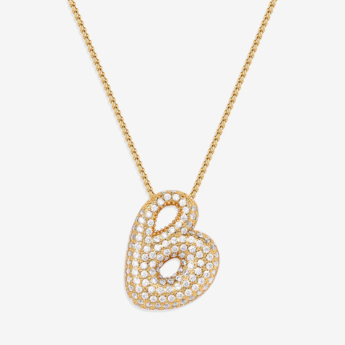 Pave Bubble Initial Necklace - Image 9