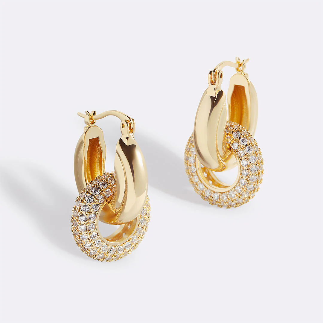 Pave Interlock Hoop Earrings - Image 2