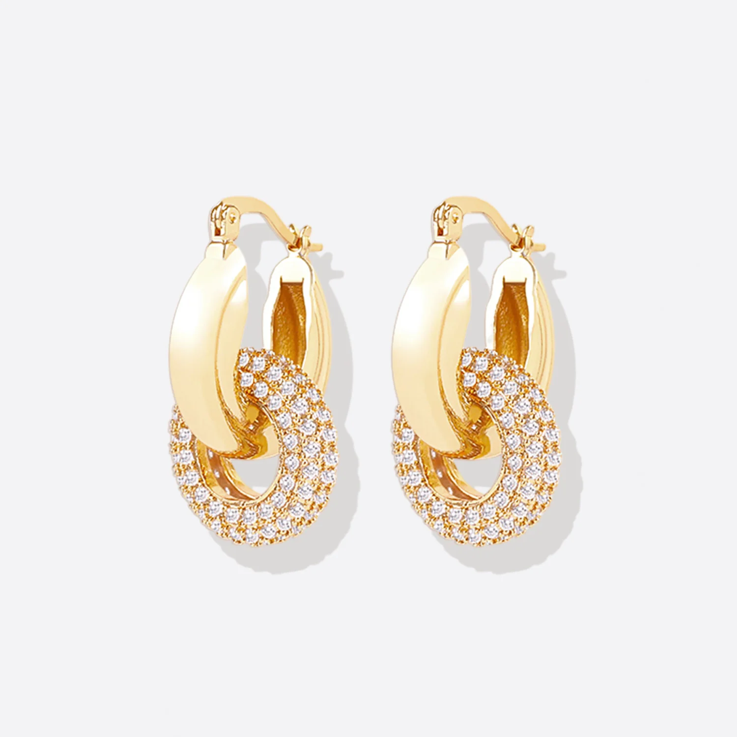 Pave Interlock Hoop Earrings - Image 5