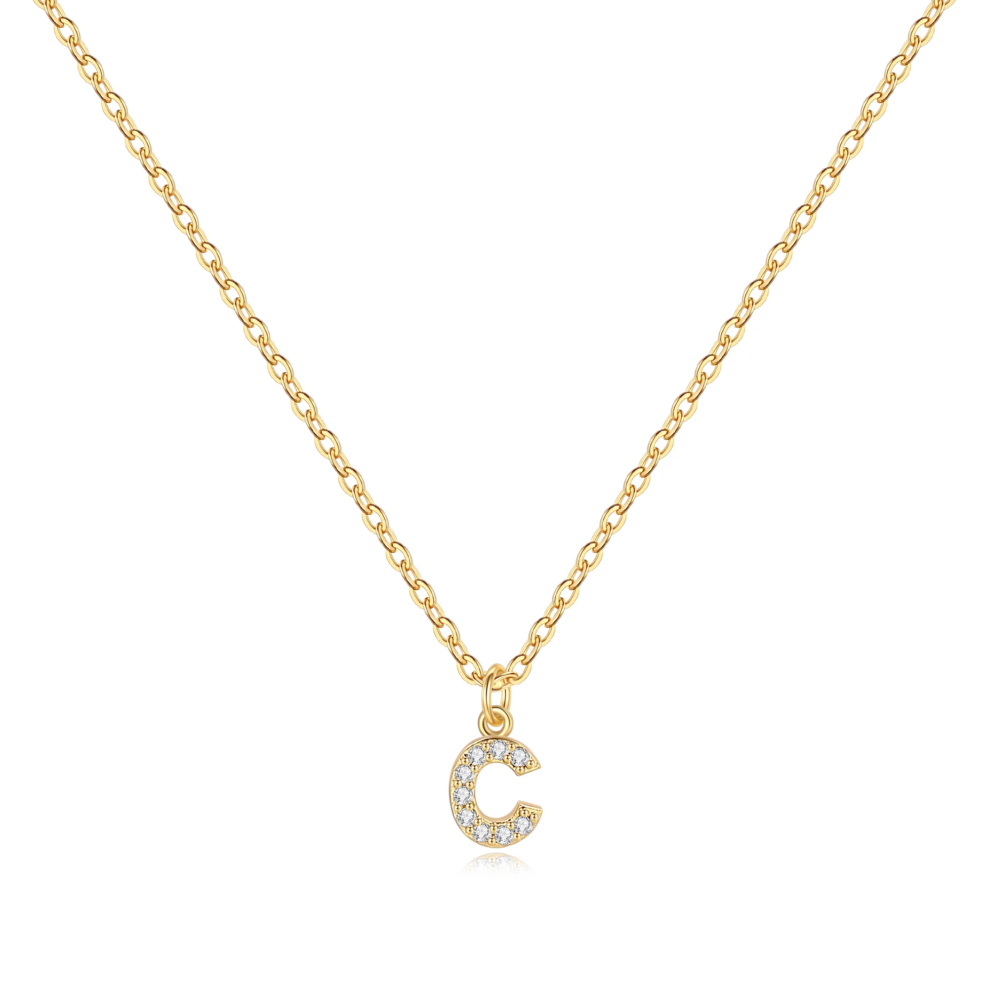 Pavé Uppercase Initial Necklace - Image 14