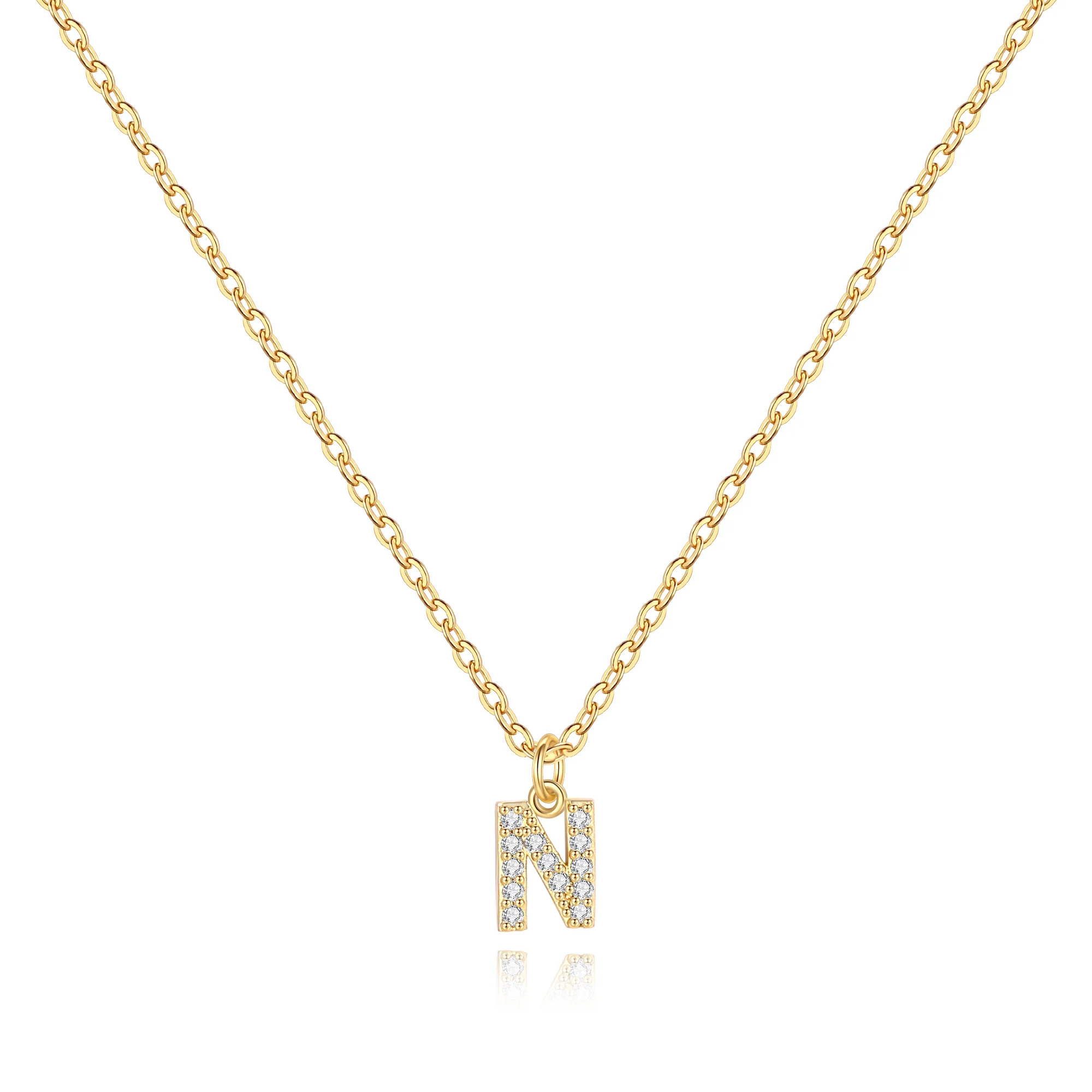 Pavé Uppercase Initial Necklace - Image 25