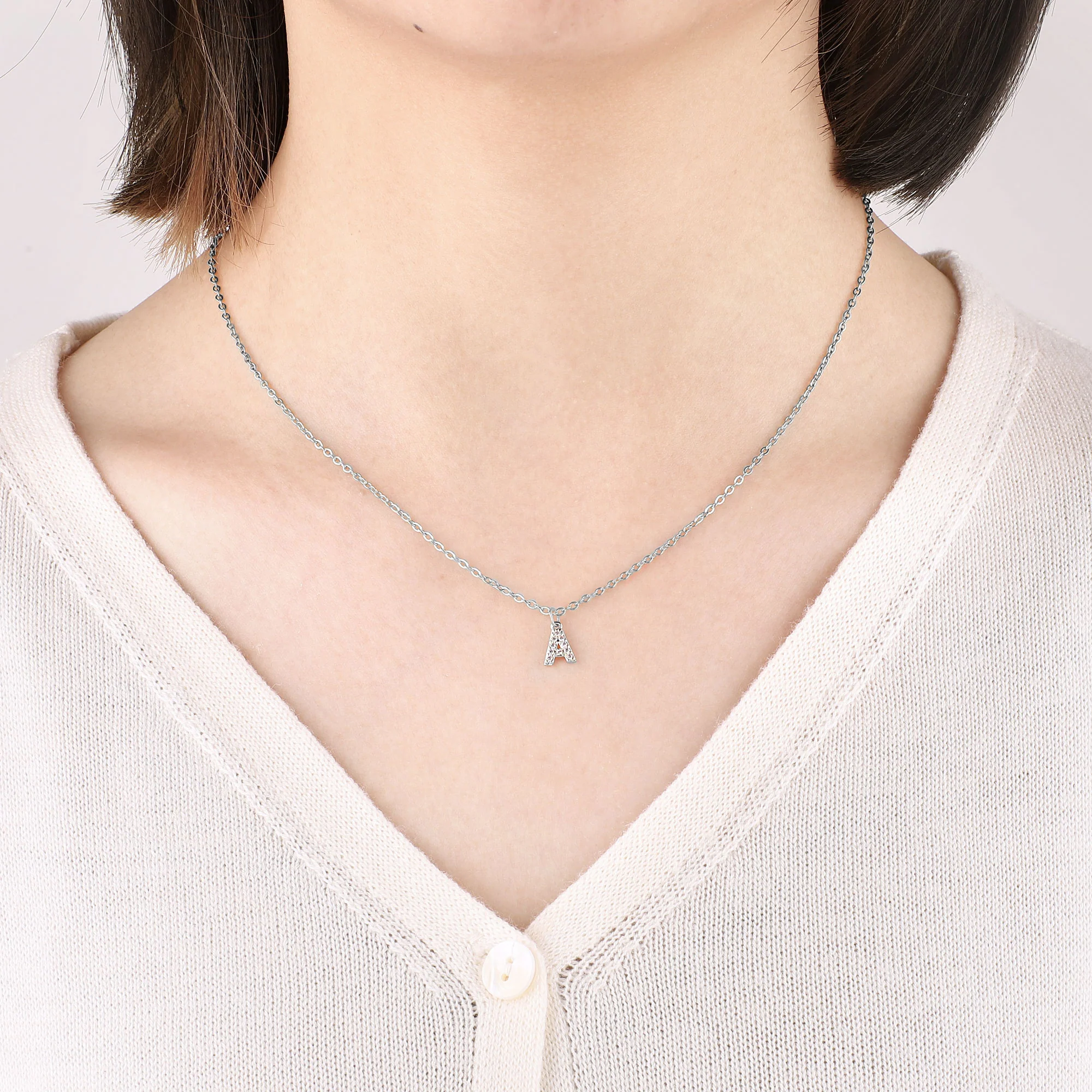 Pavé Uppercase Initial Necklace - Image 46