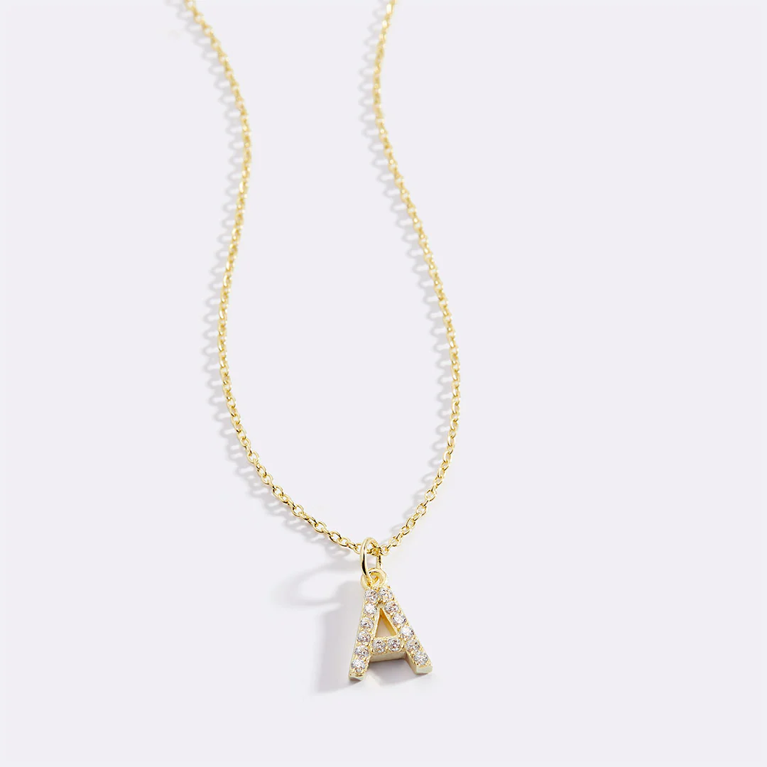 Pavé Uppercase Initial Necklace - Image 76