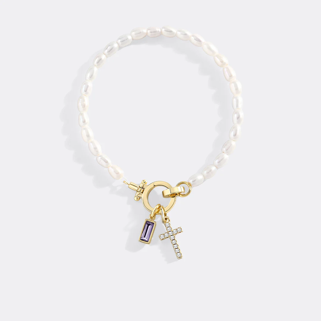 Pearl Cross Charm Bracelet - Image 6