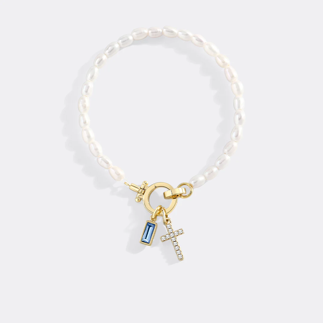 Pearl Cross Charm Bracelet - Image 7