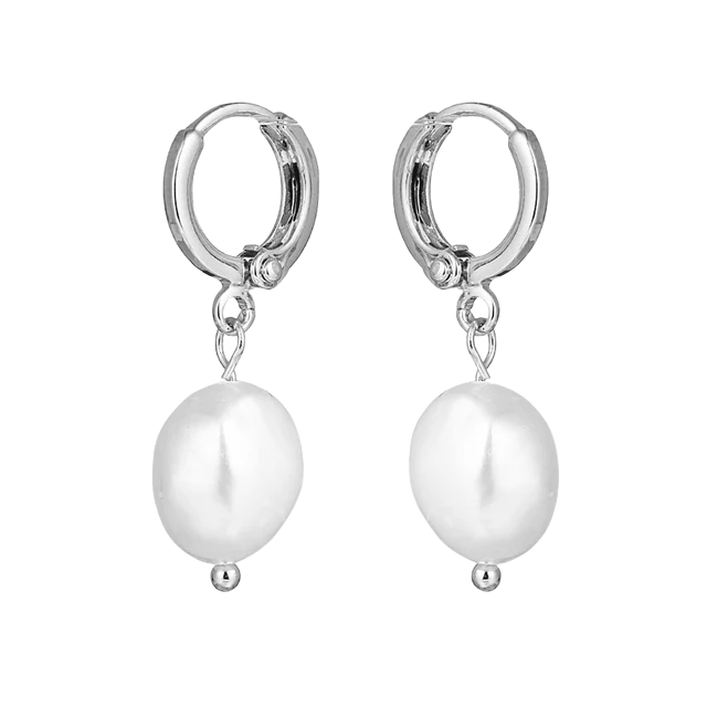 Freshwater Pearl Drop Huggie Earrings - Image 12