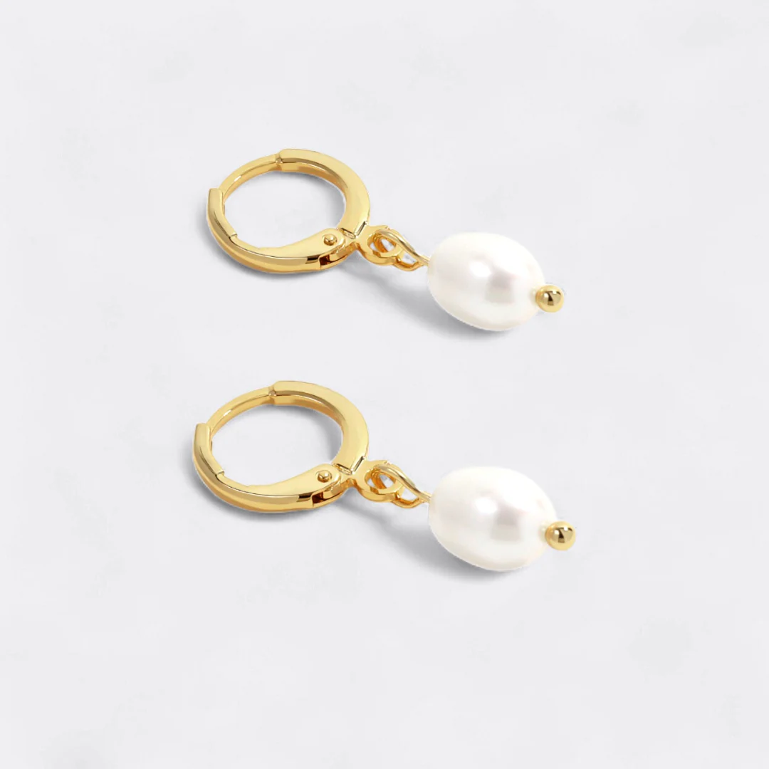 Freshwater Pearl Drop Huggie Earrings - Image 39
