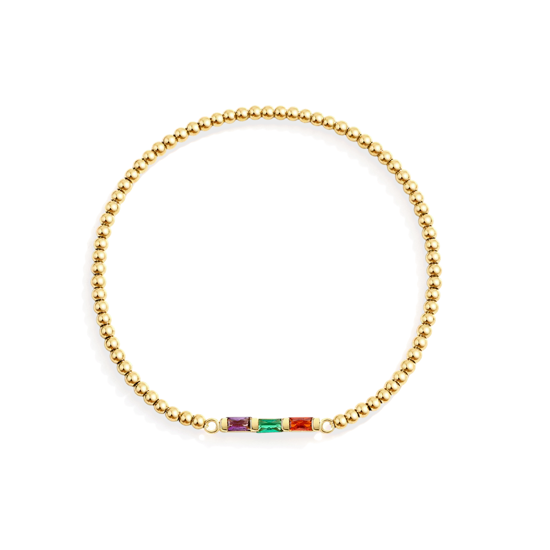Personalized Baguette Birthstone Beaded Bracelet - Image 2