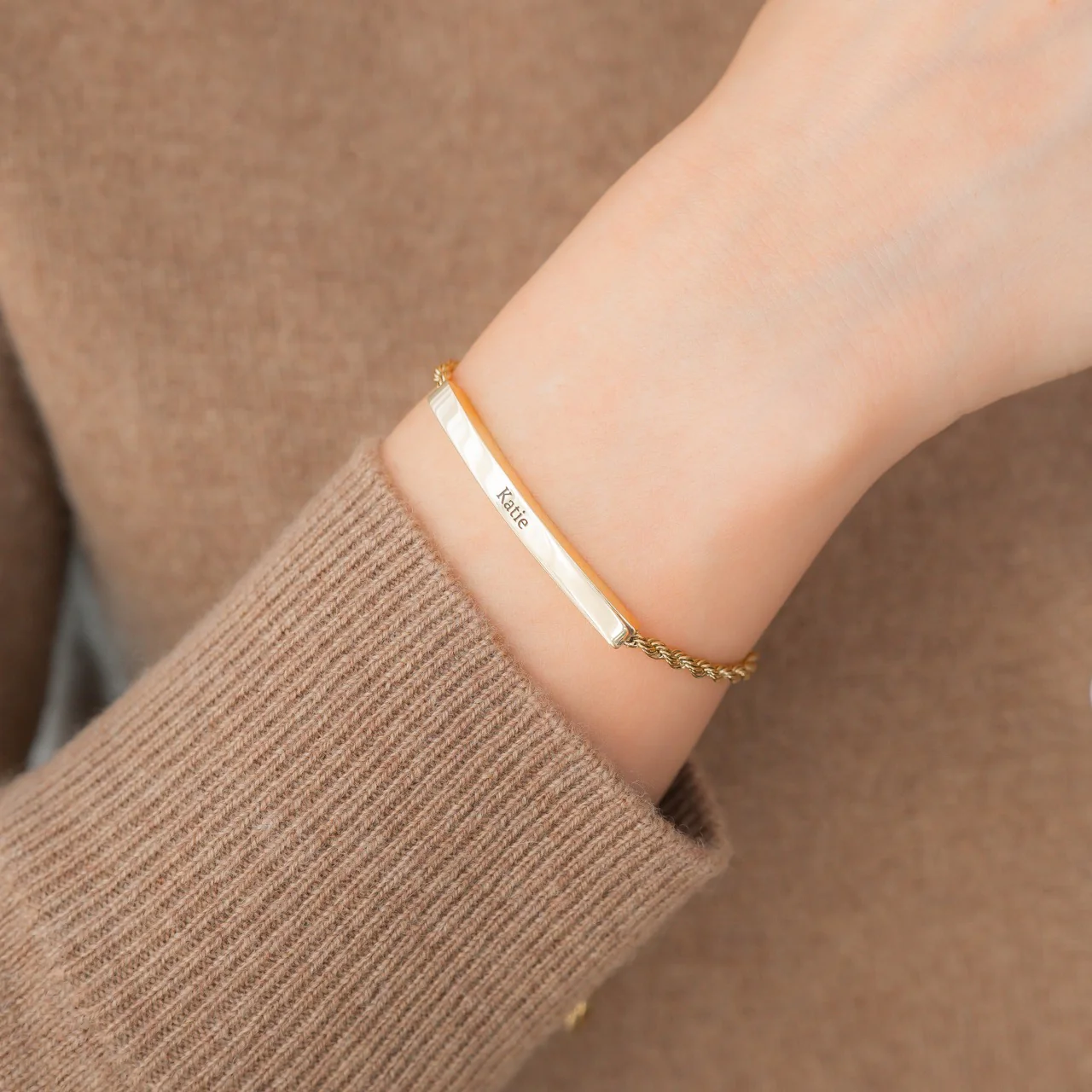Personalized Bar Chain Bracelet - Image 3