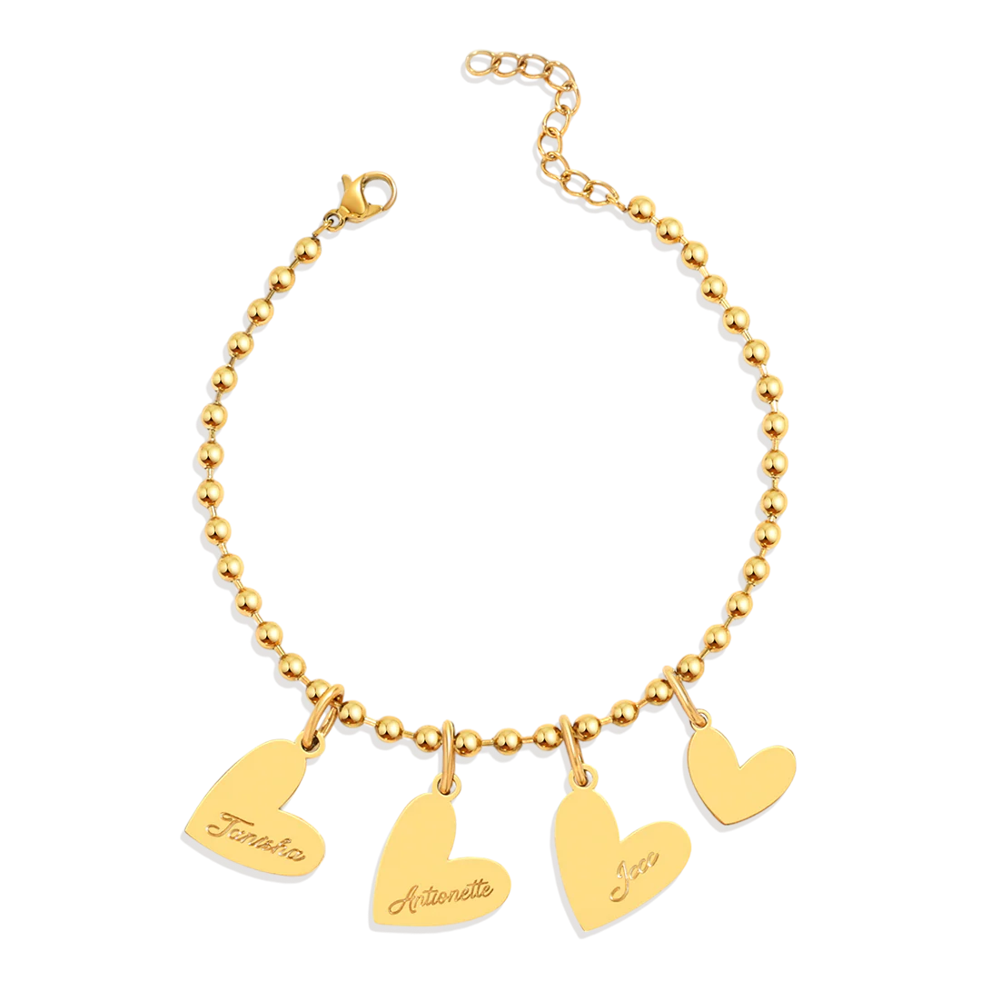 Personalized Beaded Double Heart Charm Bracelet - Image 12