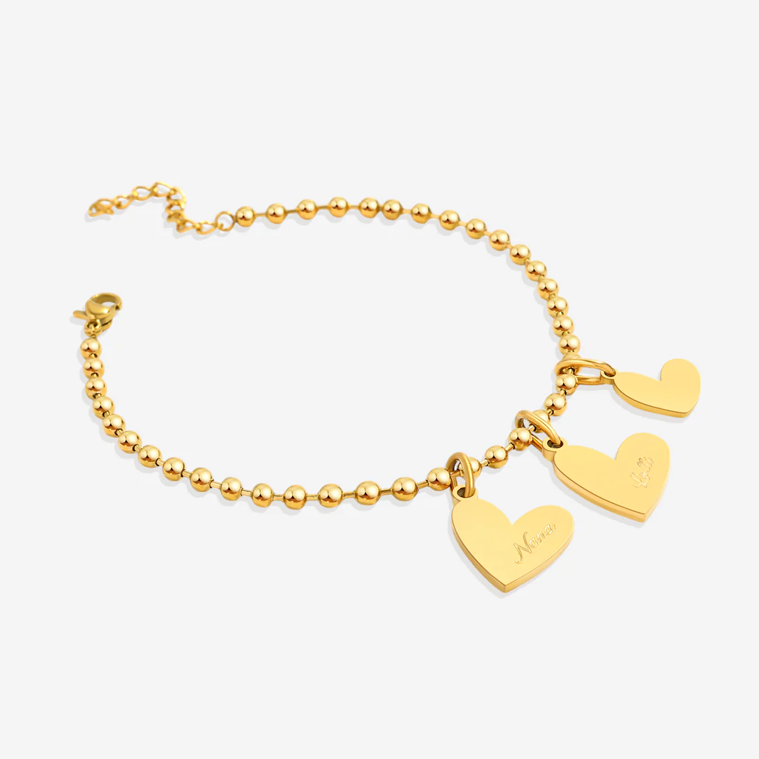 Personalized Beaded Double Heart Charm Bracelet - Image 13