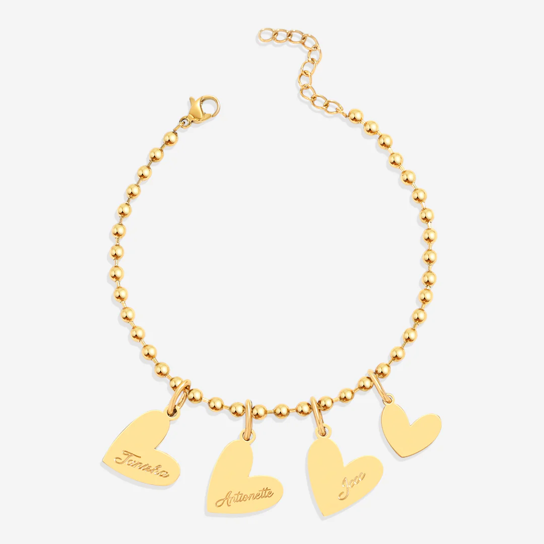 Personalized Beaded Double Heart Charm Bracelet - Image 14