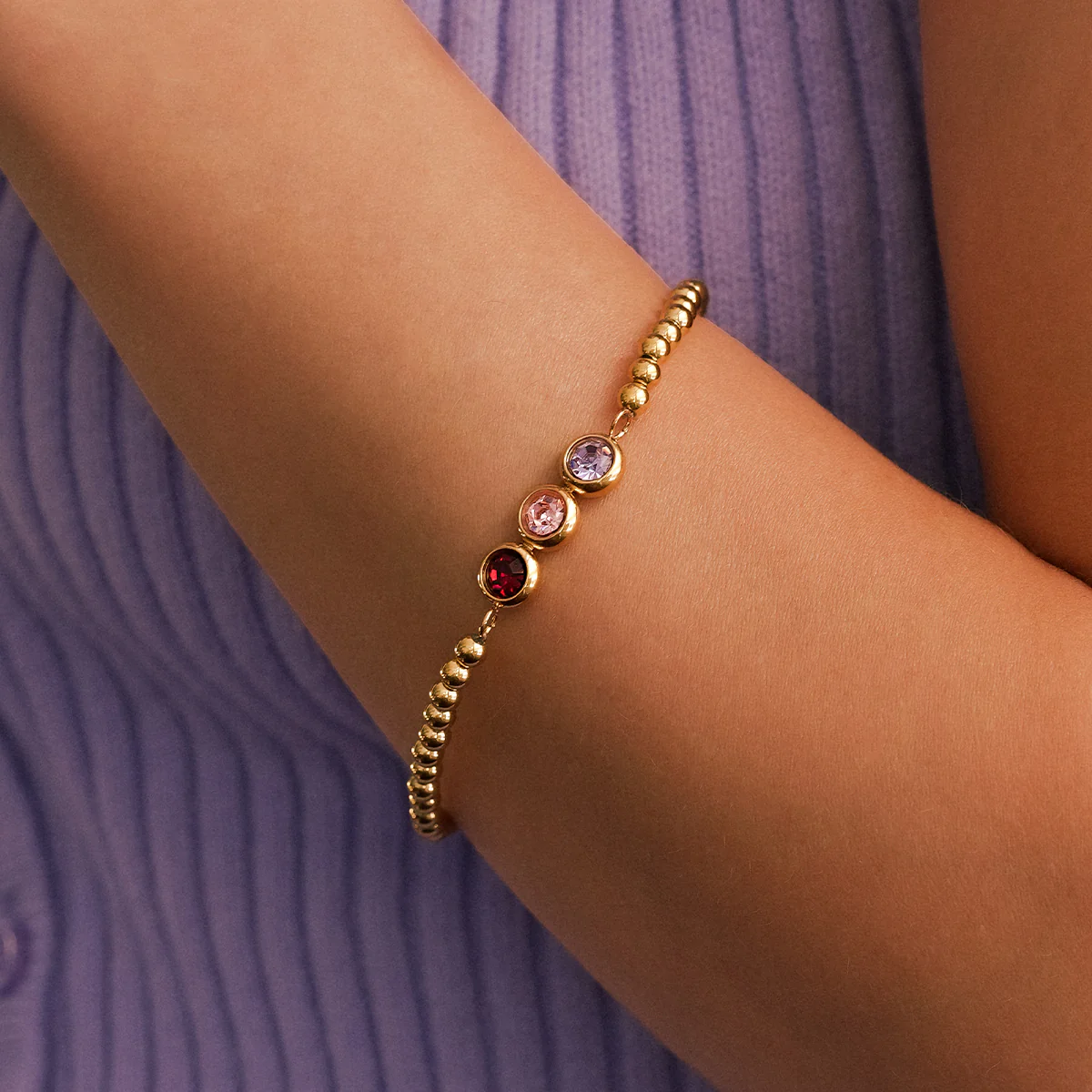 Personalized Birthstone Beaded Bracelet - Image 2