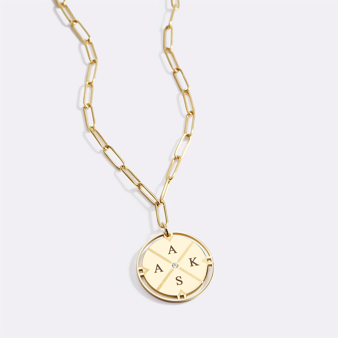 Personalized Compass Pendant Necklace - Image 2