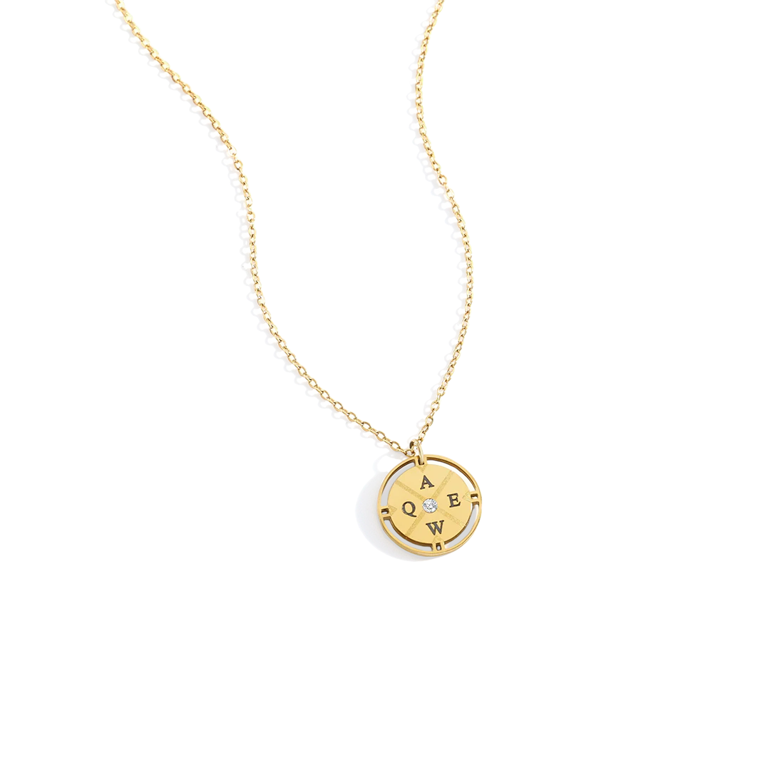 Personalized Mini Compass Pendant Necklace