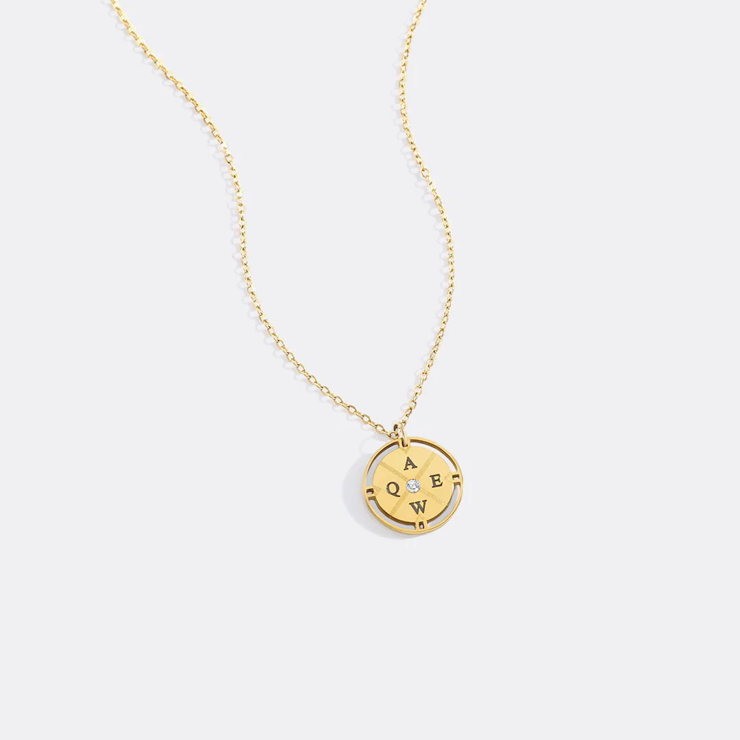 Personalized Mini Compass Pendant Necklace - Image 2