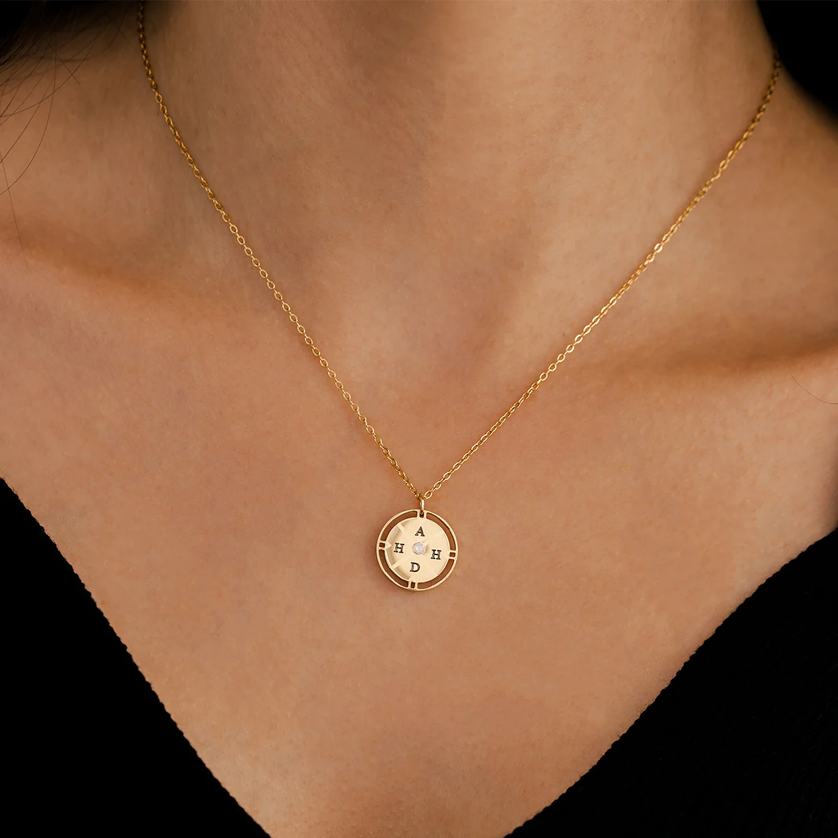 Personalized Mini Compass Pendant Necklace - Image 9
