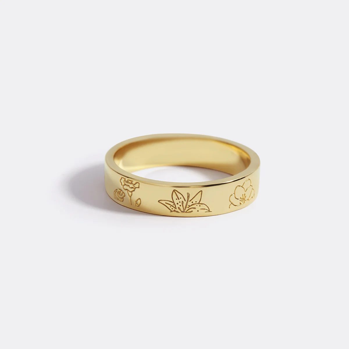 Personalized Stamped Flower Ring - Image 2