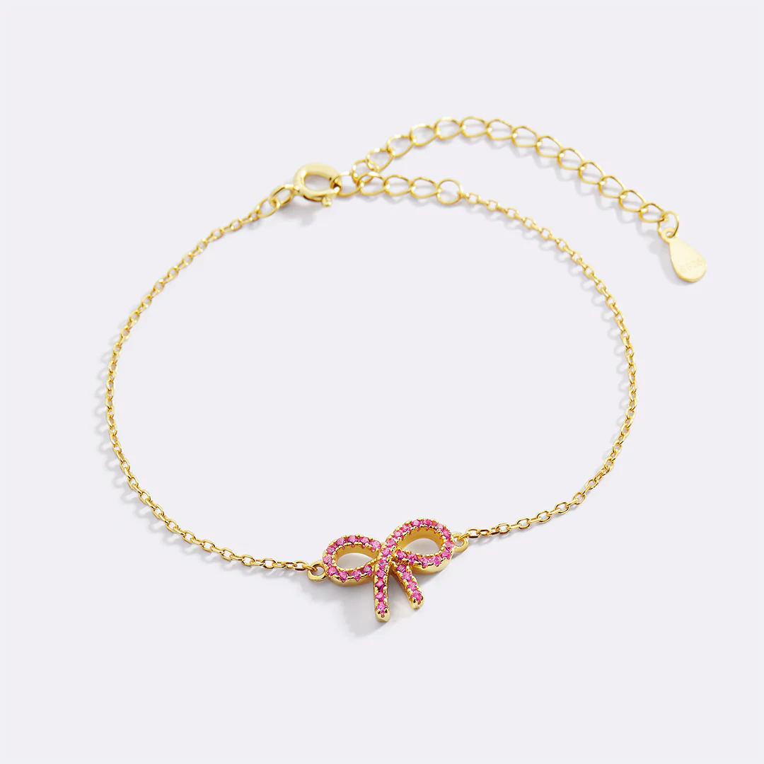 Pink Pave Bow Bracelet - Image 3