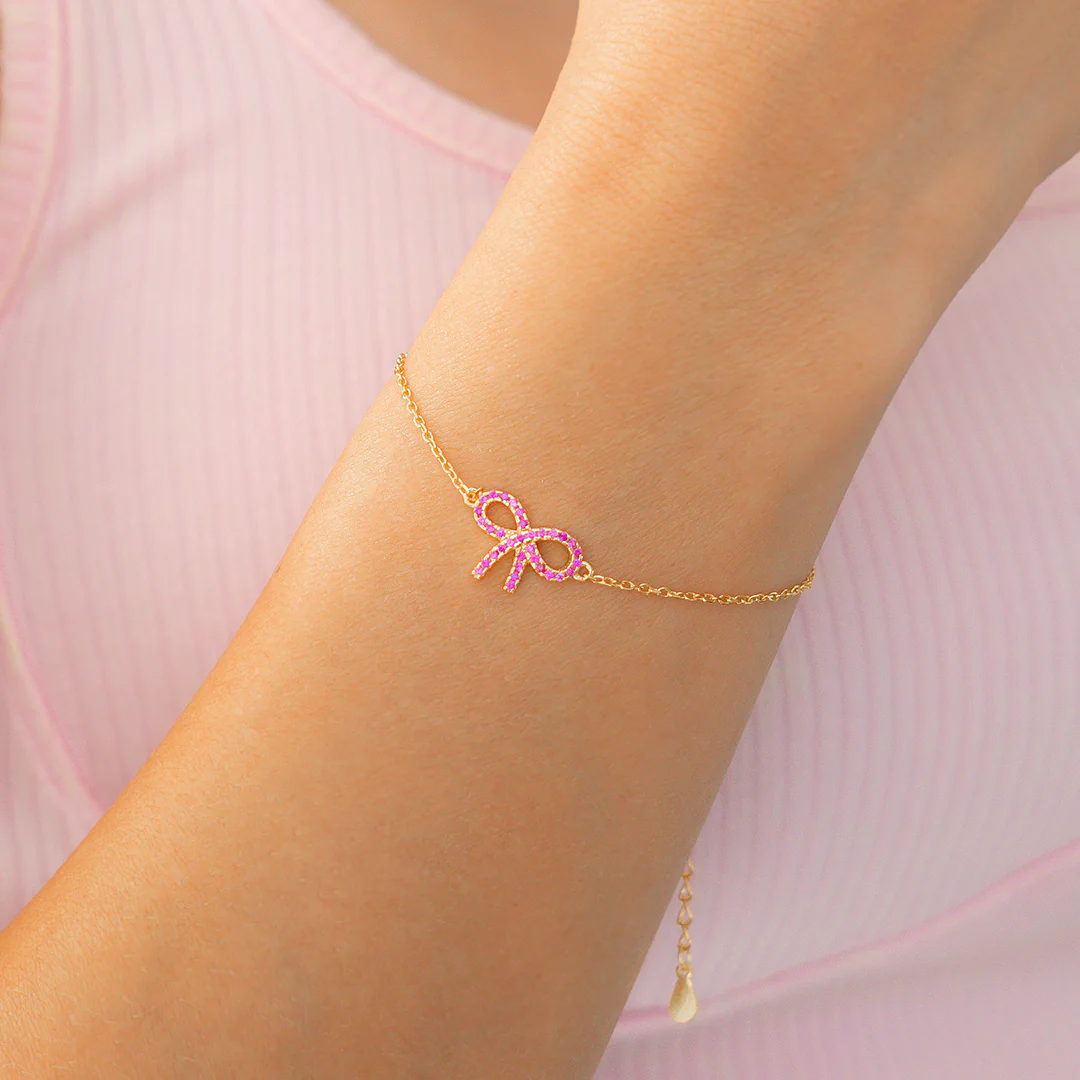 Pink Pave Bow Bracelet - Image 4