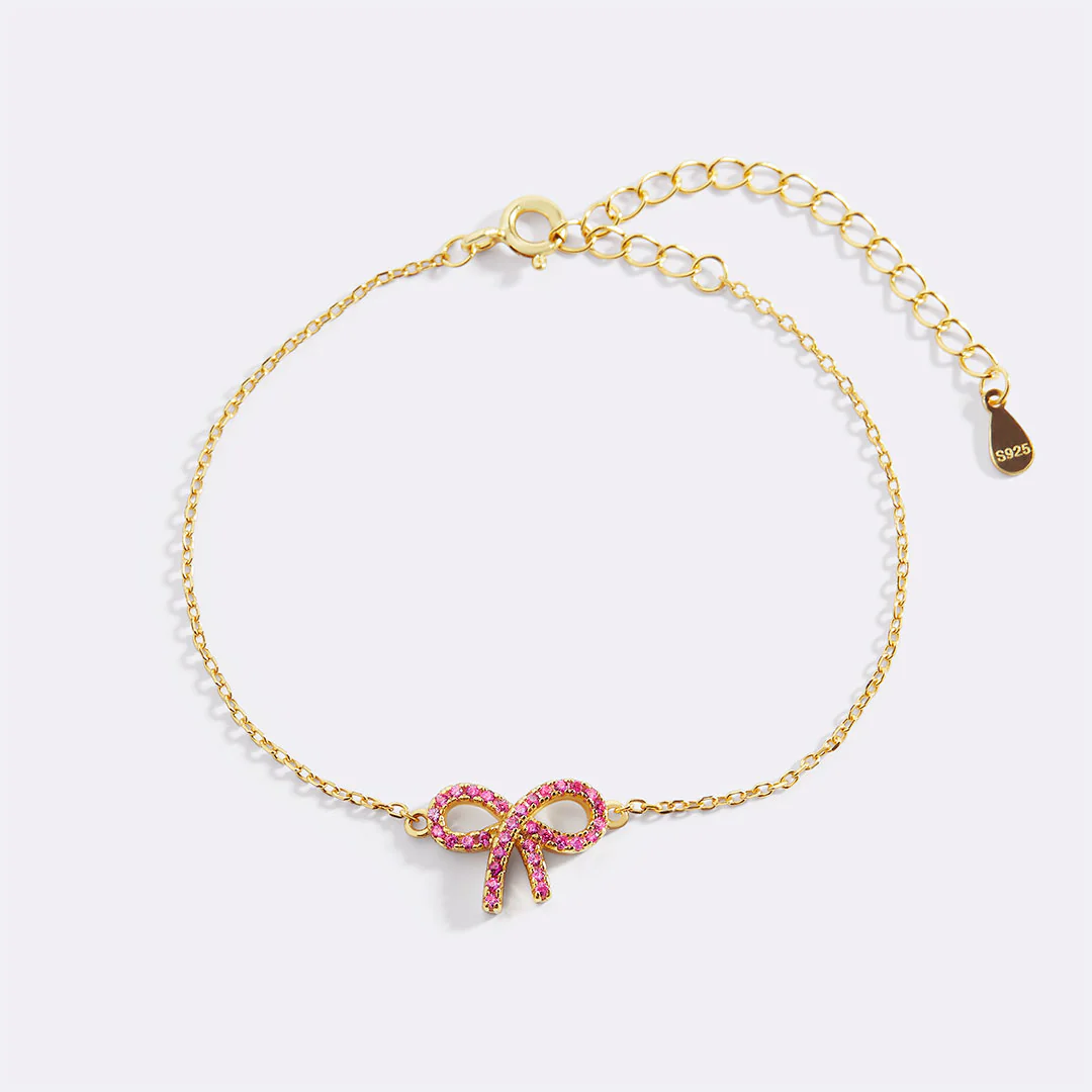 Pink Pave Bow Bracelet - Image 5