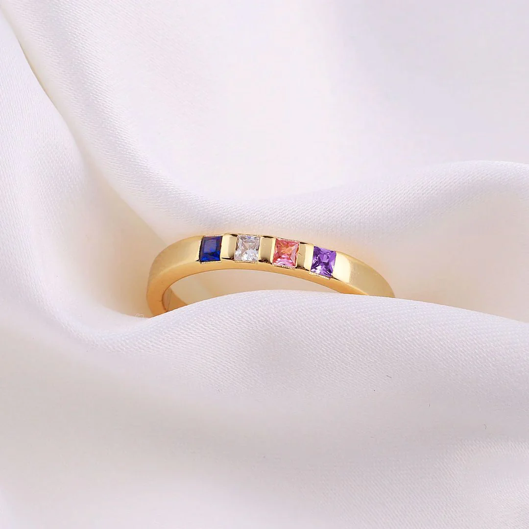 Princess-Cut Birthstone Band Ring - Image 18