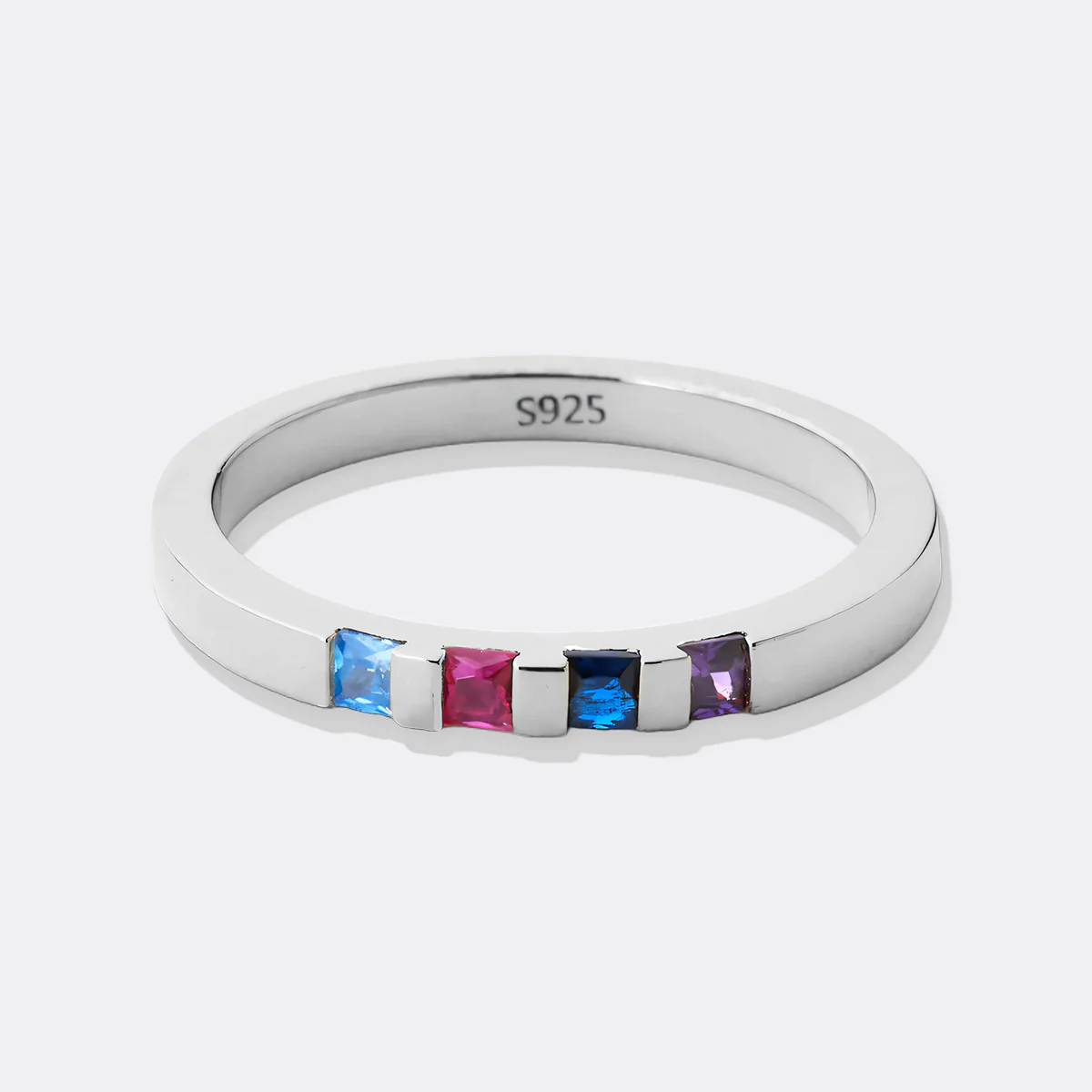 Princess-Cut Birthstone Band Ring - Image 40