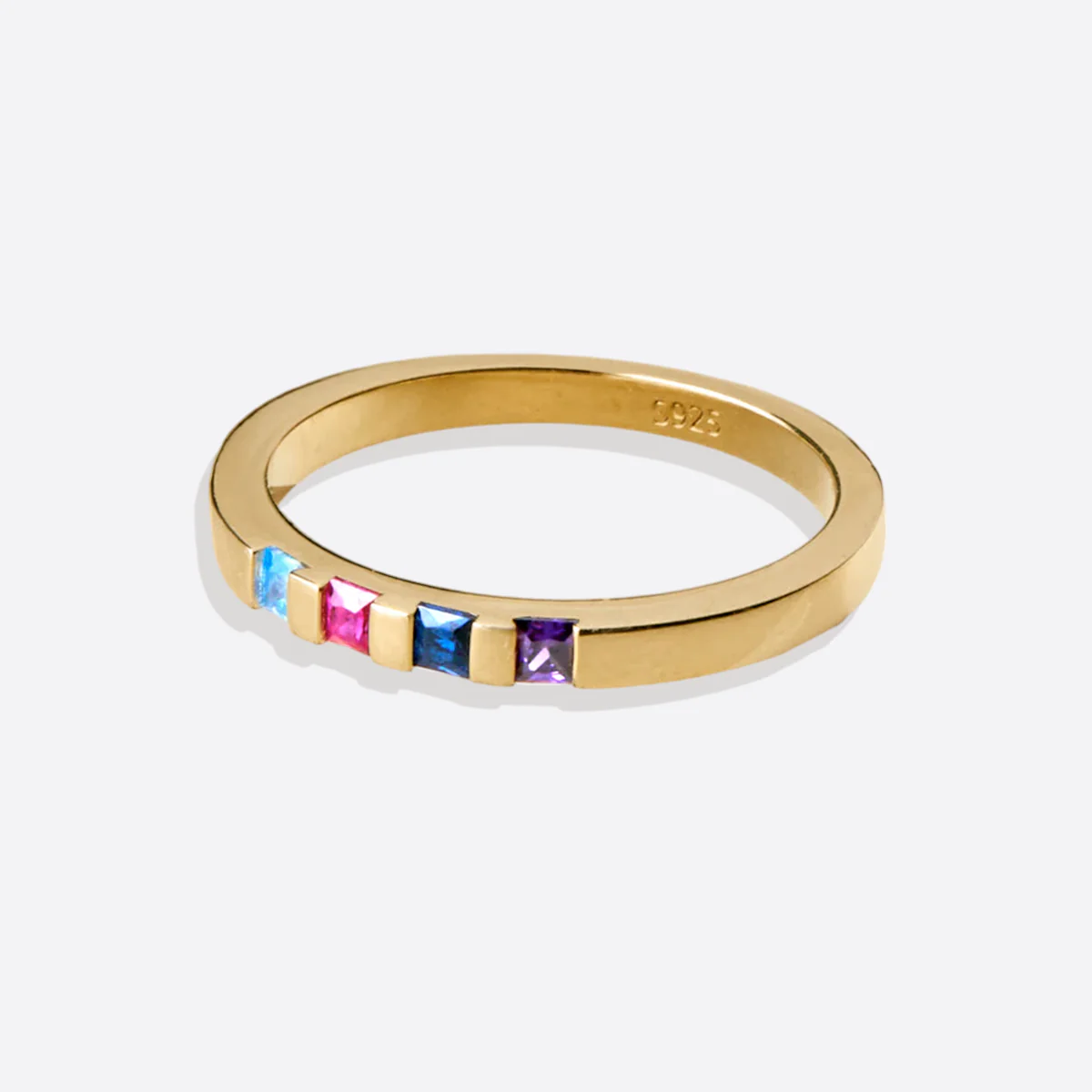 Princess-Cut Birthstone Band Ring - Image 42