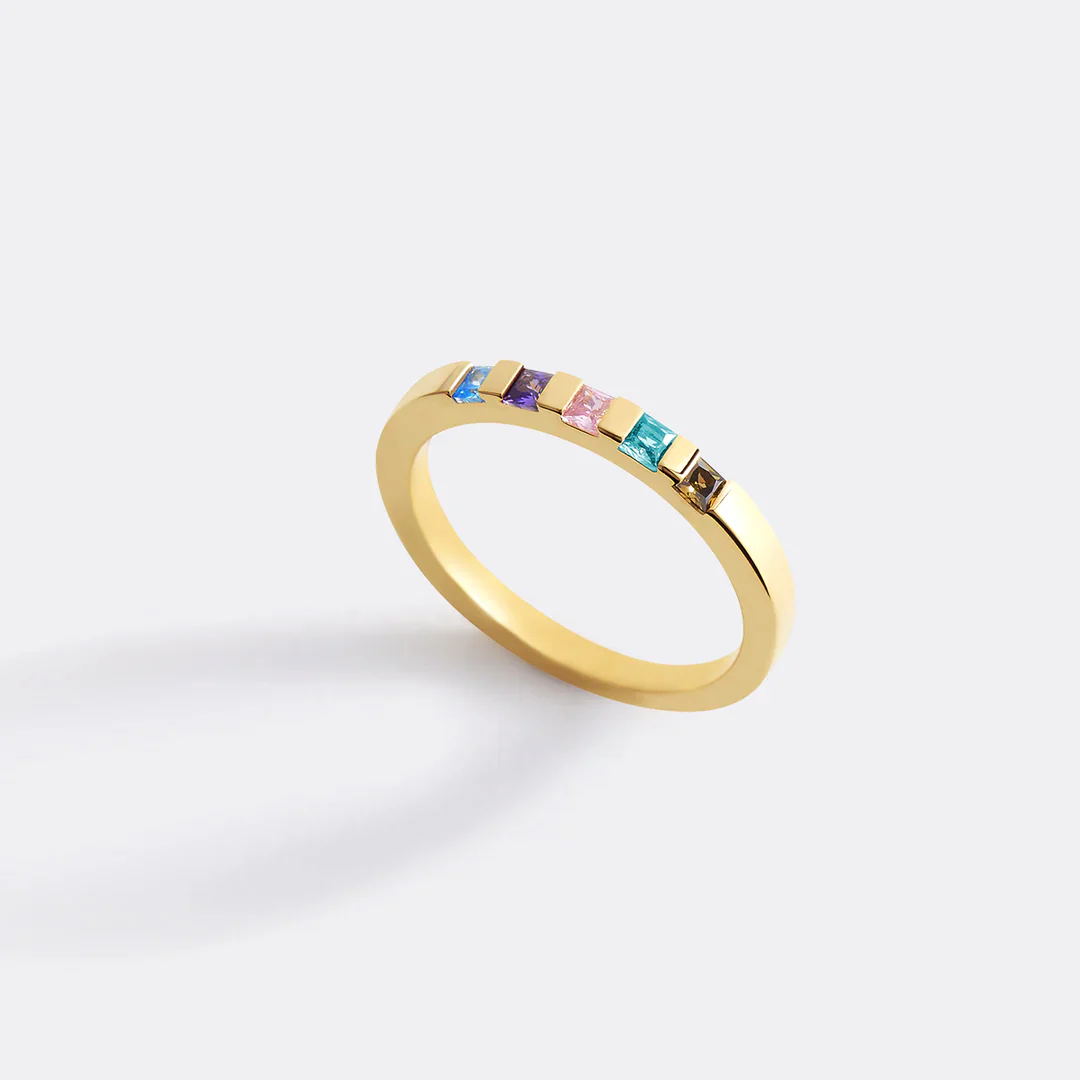 Princess-Cut Birthstone Band Ring - Image 49