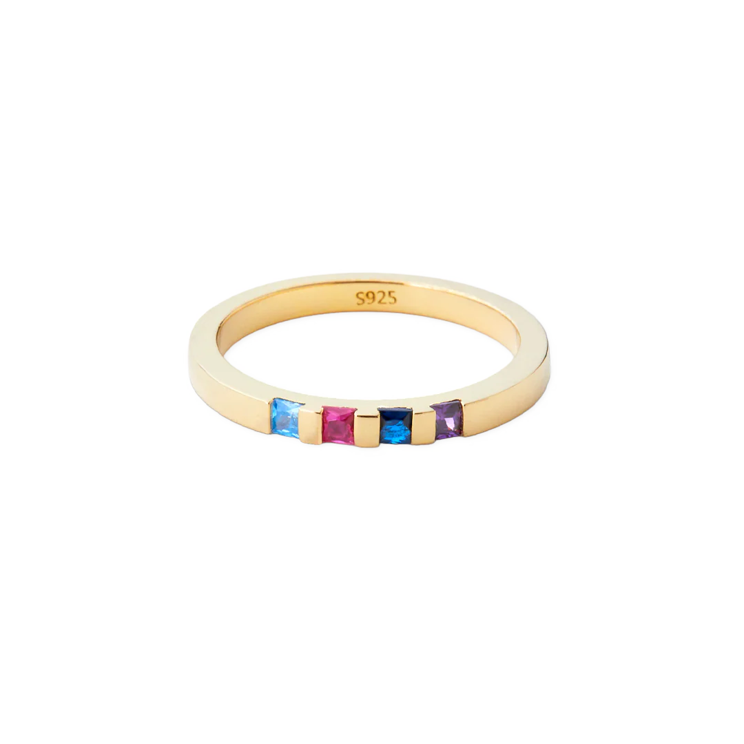 Princess-Cut Birthstone Band Ring - Image 5