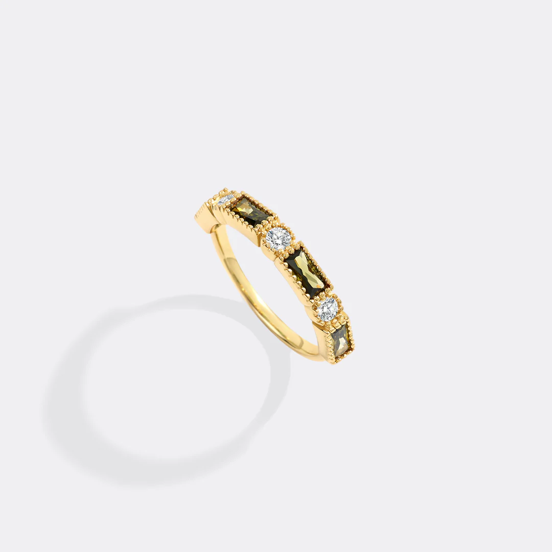 Personalized Round and Baguette Birthstone Ring - Image 12