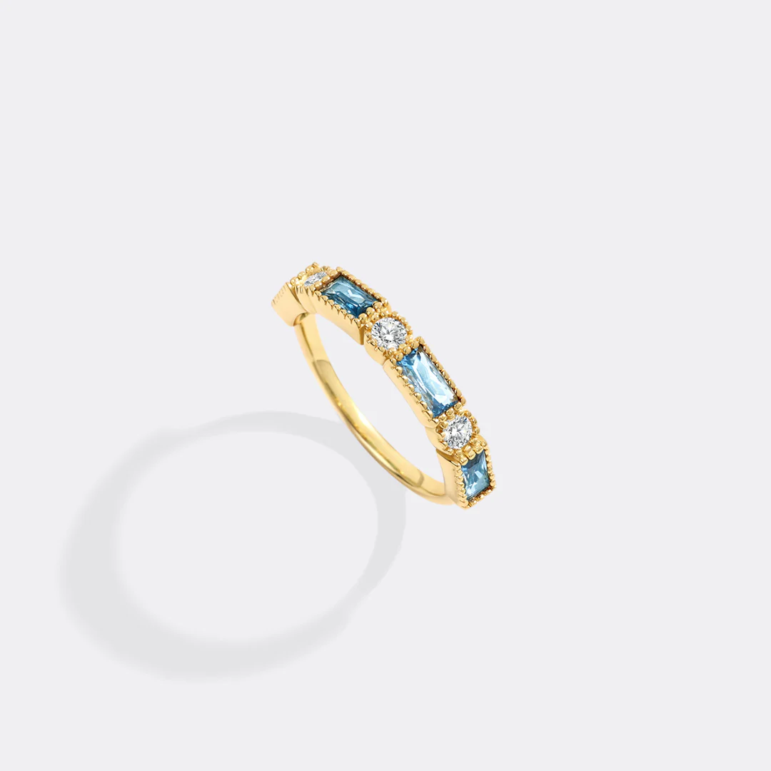 Personalized Round and Baguette Birthstone Ring - Image 23