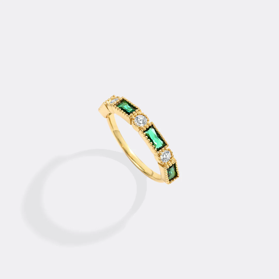 Personalized Round and Baguette Birthstone Ring - Image 25