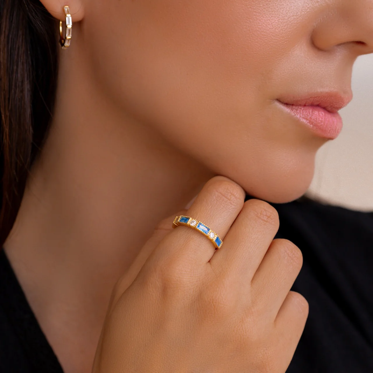 Personalized Round and Baguette Birthstone Ring - Image 4