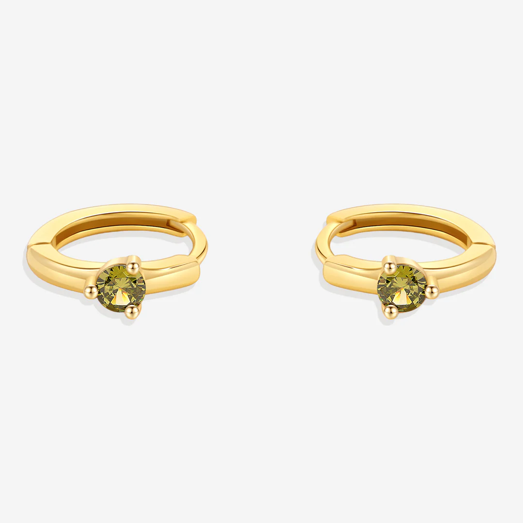 Solitaire Birthstone Huggie Hoop Earrings - Image 12
