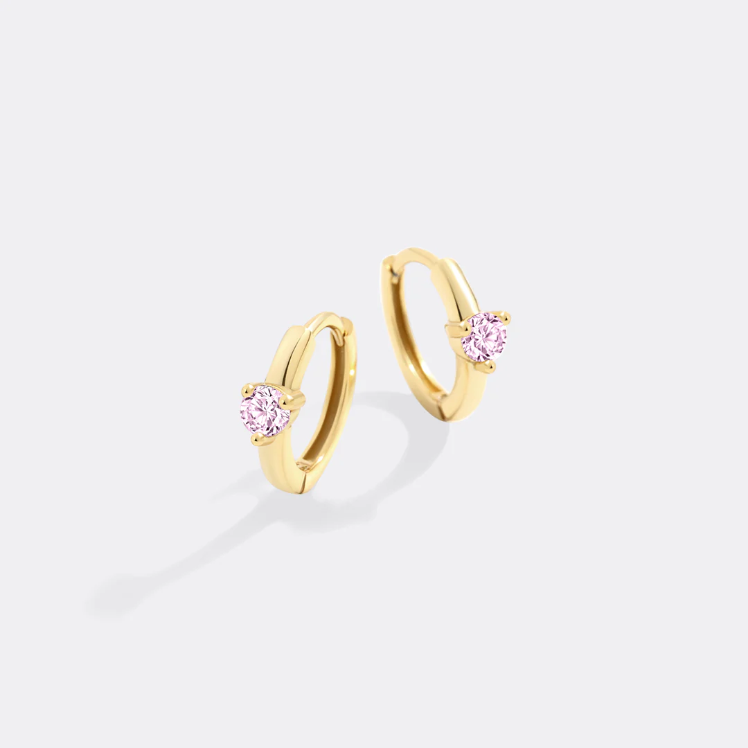 Solitaire Birthstone Huggie Hoop Earrings - Image 47