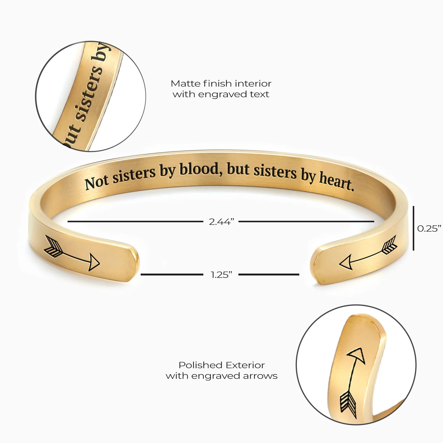 Not Sisters By Blood But Sisters By Heart Cuff Bracelet - Image 37