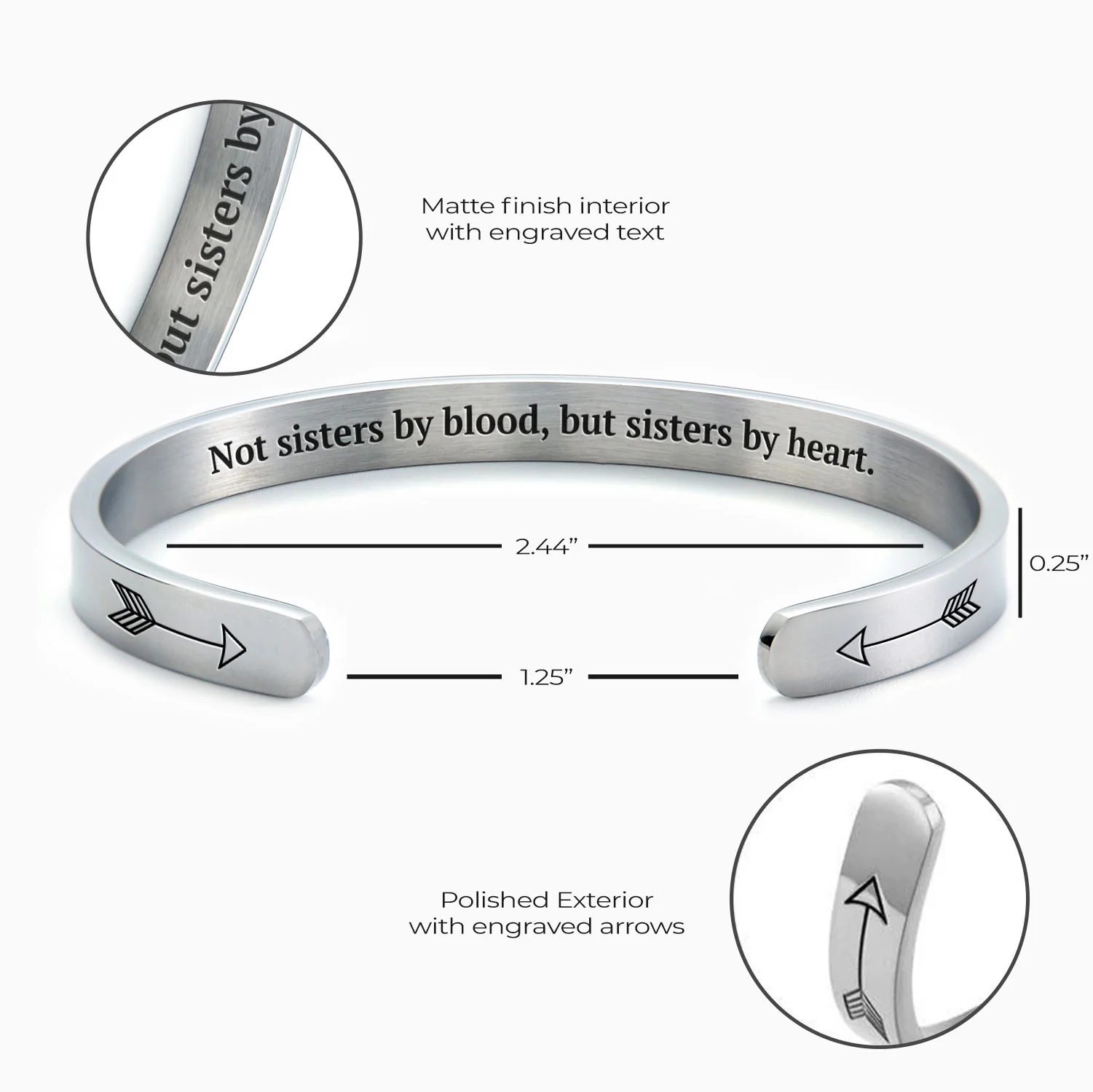 Not Sisters By Blood But Sisters By Heart Cuff Bracelet - Image 38