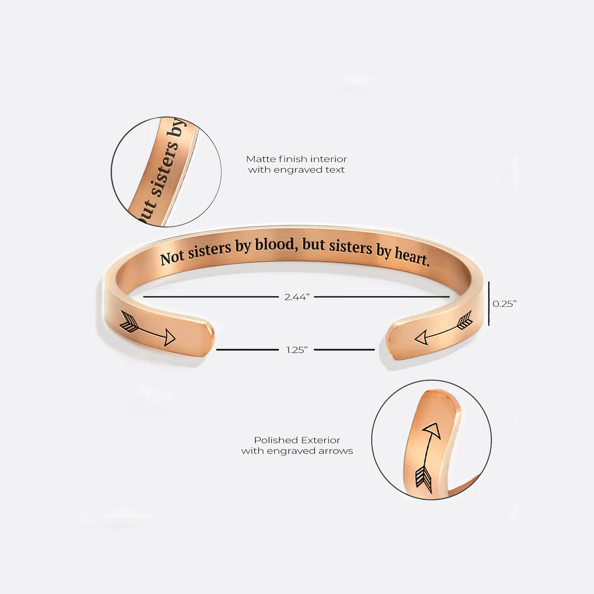 Not Sisters By Blood But Sisters By Heart Cuff Bracelet - Image 47
