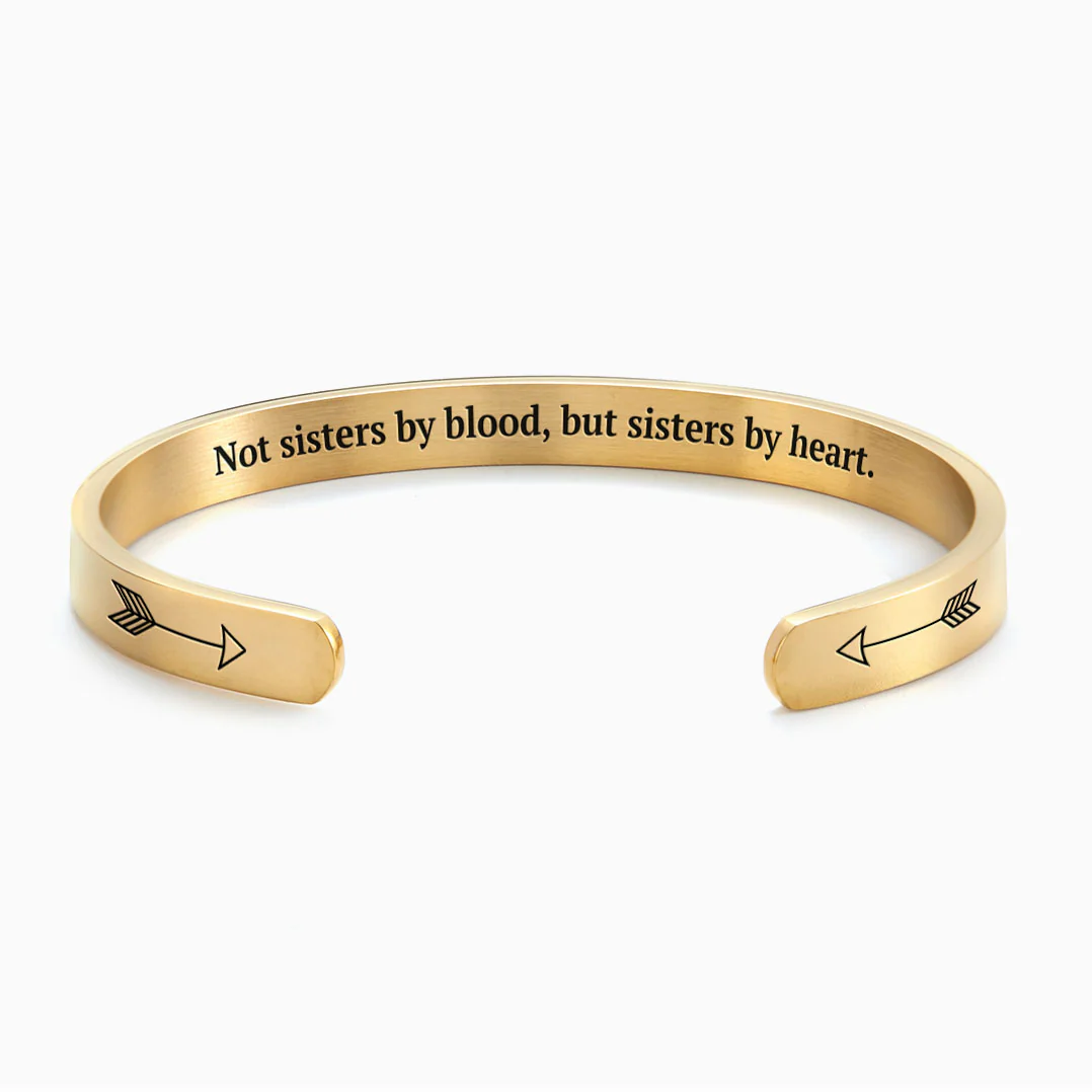 Not Sisters By Blood But Sisters By Heart Cuff Bracelet - Image 5