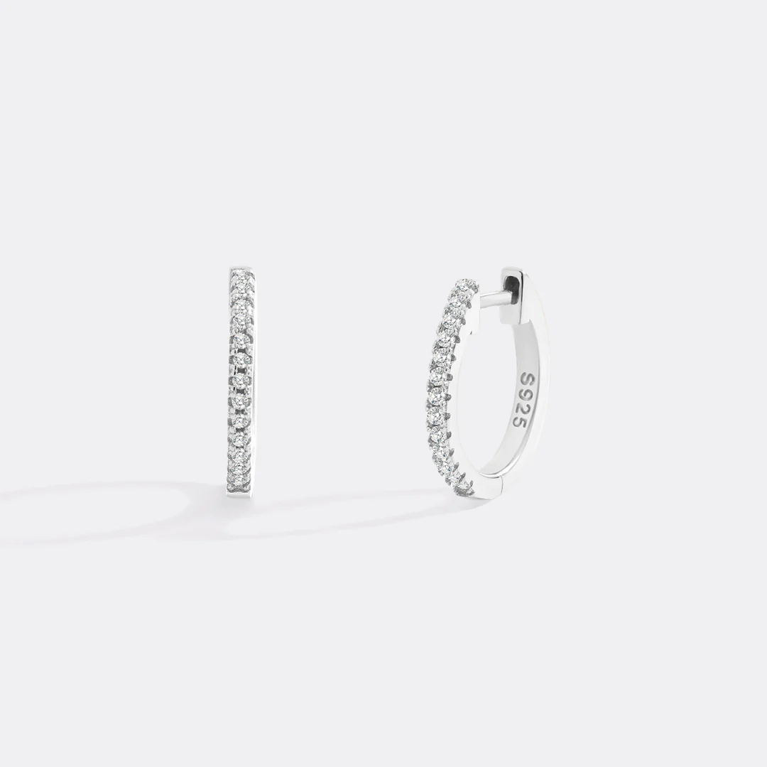 Small Dainty Pave Earring - Image 5
