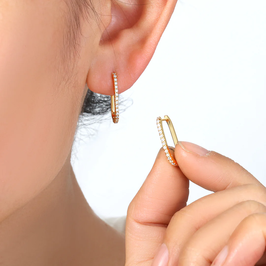 Square Pave Hoop Earrings - Image 16